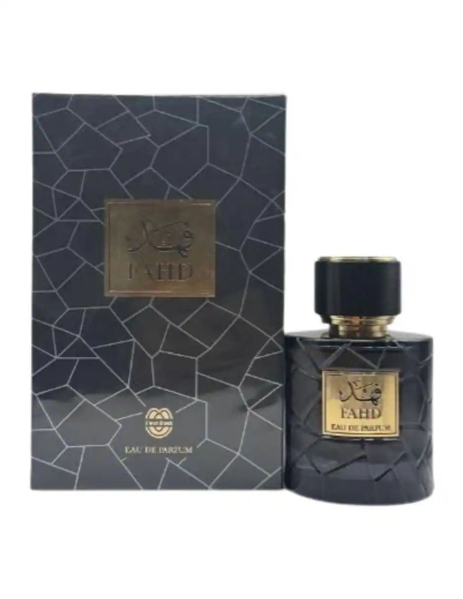 Perfume bottle and packaging with geometric design on a white background